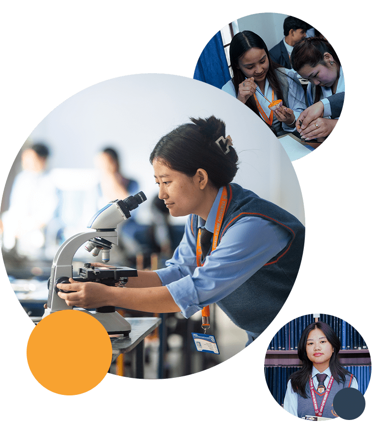 Sikkim Alpine University student working in a laboratory, with student portraits