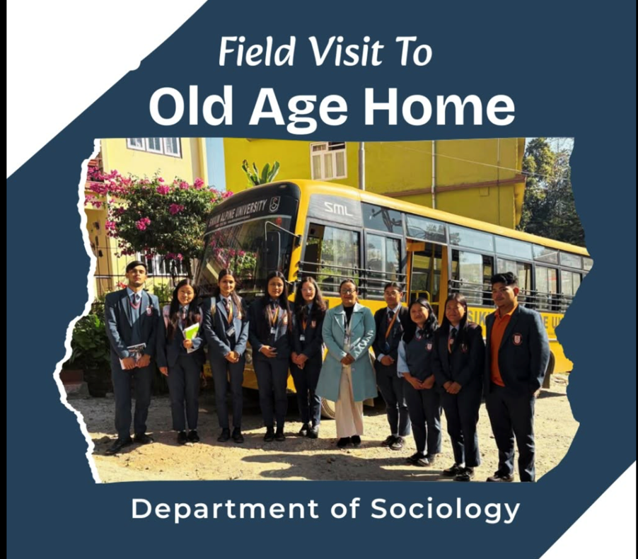Students visiting an old age home